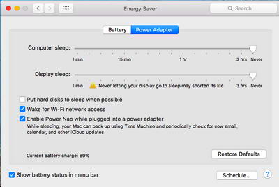 power settings